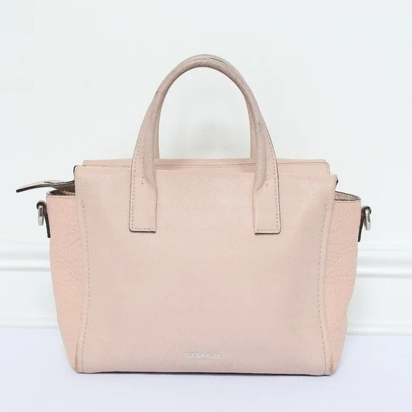 Coach Powder Pink Bleecker Mini Riley Carryall Top Handle Bag Leather 27923 - Picture 2 of 16